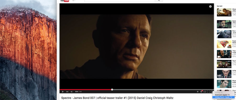 YouTube Airplay I OS X El Capitan