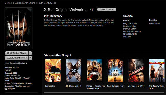Apple has made movie rentals available in more EU countries. Here you see the Danish iTunes Store