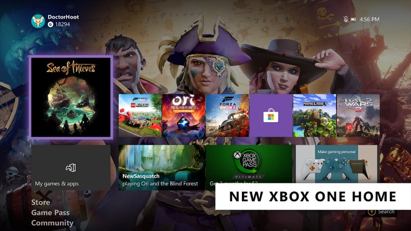 Xbox home interface in 2020