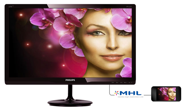 Philipsâ€™ 23-inch monitor can connect to a smartphone or tablet via MHL