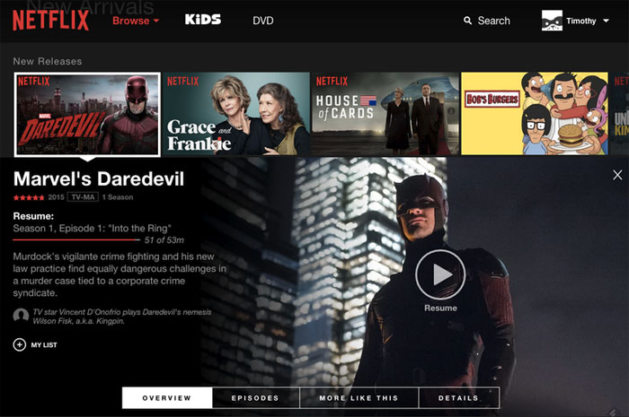 New Netflix web interface